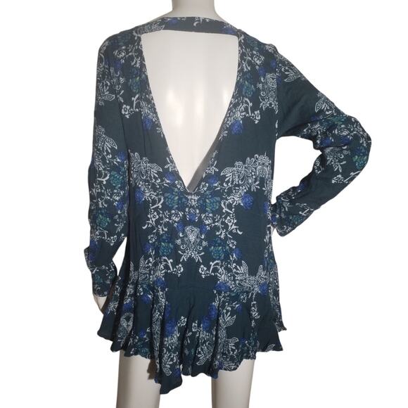 Free People Womens Sz Medium Smooth Talker Pockets Mini Dress Long Sleeve Green - Picture 3 of 7